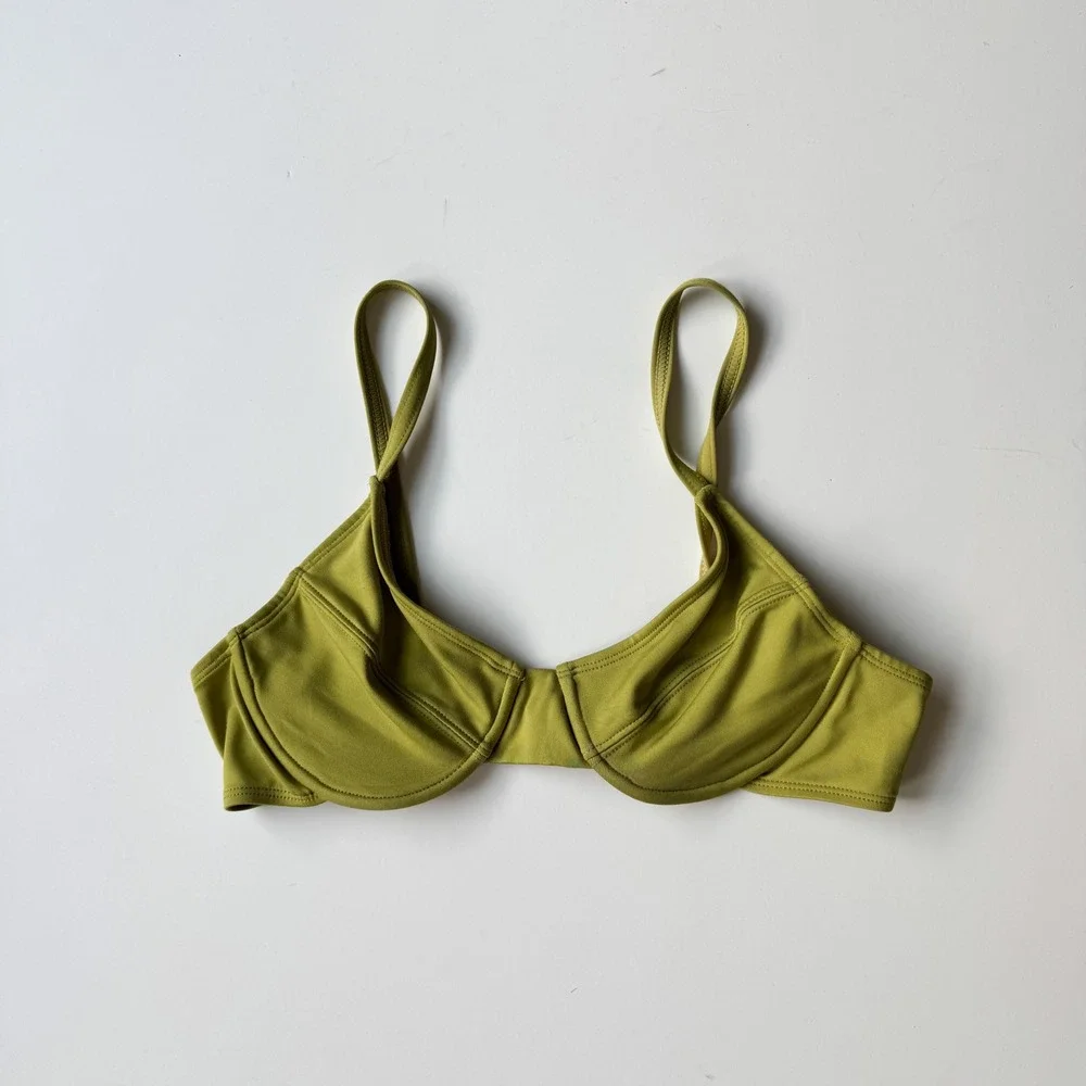 Newport News Swim Green Underwire Balconette Bikini Top Size 8 Vintage 90s